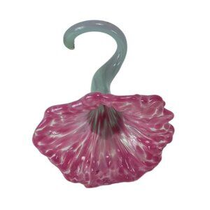 Hand Blown Art Glass Pink Flower Figurine